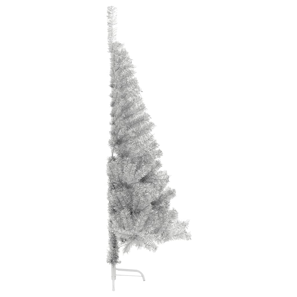 Künstlicher Halb-Weihnachtsbaum mit Ständer Silber 150 cm PET