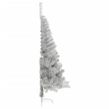 Künstlicher Halb-Weihnachtsbaum mit Ständer Silber 180 cm PET