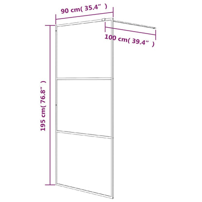 Duschwand für Begehbare Dusche Schwarz 90x195cm Matt ESG-Glas