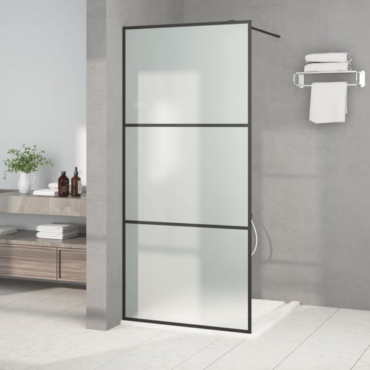 Duschwand für Begehbare Dusche Schwarz 90x195cm Matt ESG-Glas