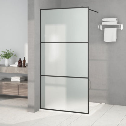 Duschwand für Walk-In Dusche Schwarz 100x195 cm ESG Mattiert