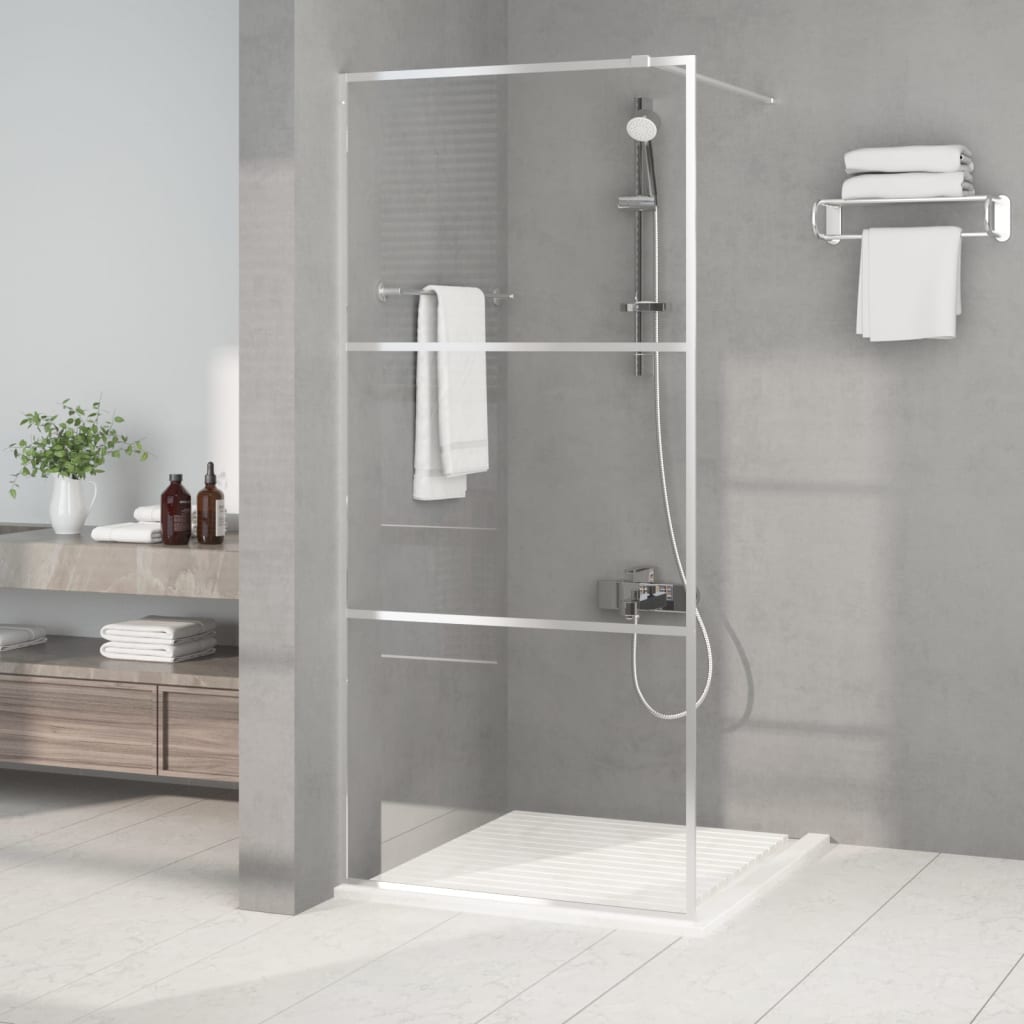 Duschwand für Begehbare Dusche Silbern 90x195cm ESG-Klarglas