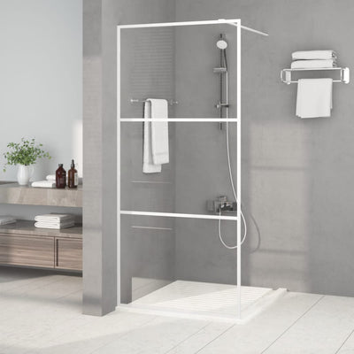 Duschwand für Begehbare Dusche Weiß 90x195 cm ESG-Klarglas