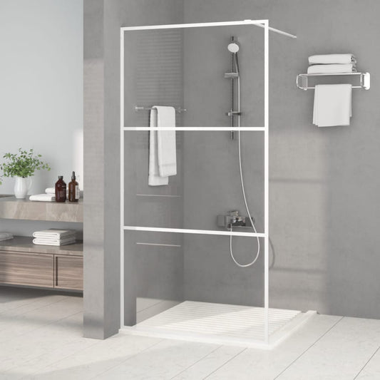 Duschwand für Begehbare Dusche Weiß 100x195 cm ESG-Klarglas