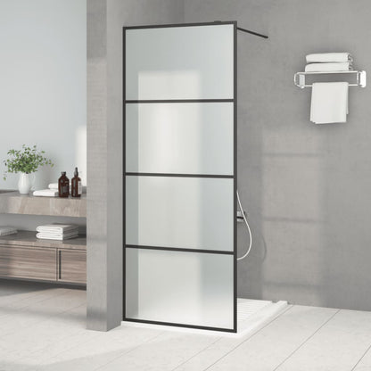 Duschwand für Walk-In Dusche Schwarz 80x195 cm ESG Mattiert