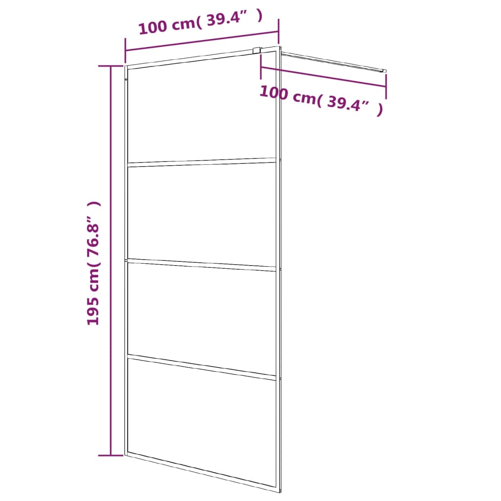 Duschwand für Begehbare Dusche Weiß 100x195 cm ESG-Klarglas