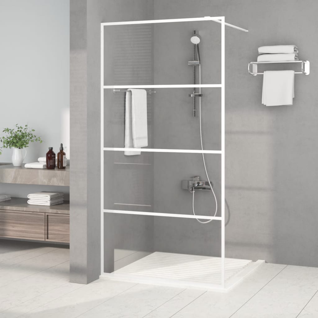 Duschwand für Begehbare Dusche Weiß 100x195 cm ESG-Klarglas