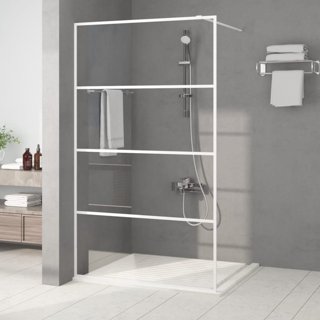 Duschwand für Begehbare Dusche Weiß 115x195 cm ESG-Klarglas