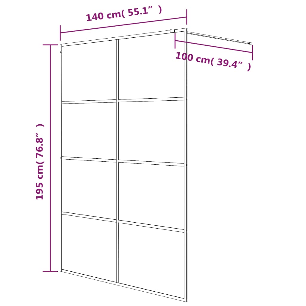 Duschwand für Begehbare Dusche Weiß 140x195 cm ESG-Klarglas