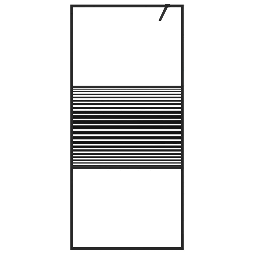 Duschwand für Begehbare Dusche Schwarz 90x195 cm ESG-Glas Klar