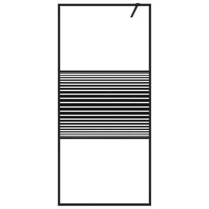 Duschwand für Begehbare Dusche Schwarz 90x195 cm ESG-Glas Klar