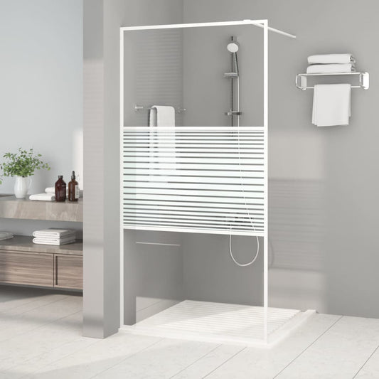 Duschwand für Begehbare Dusche Weiß 100x195 cm ESG-Klarglas