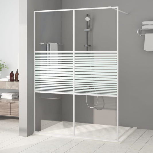 Duschwand für Begehbare Dusche Weiß 140x195 cm ESG-Klarglas