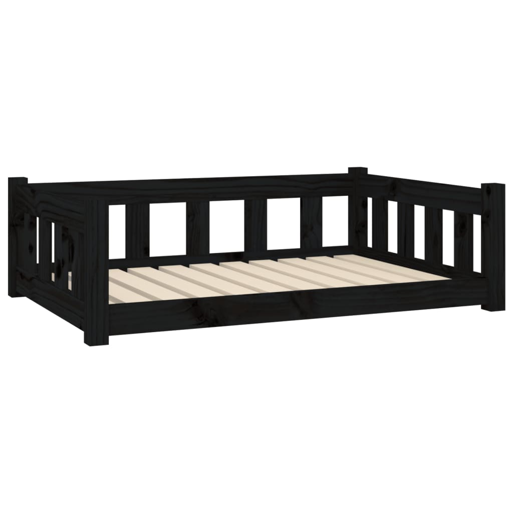 Hundebett Schwarz 95,5x65,5x28 cm Massivholz Kiefer