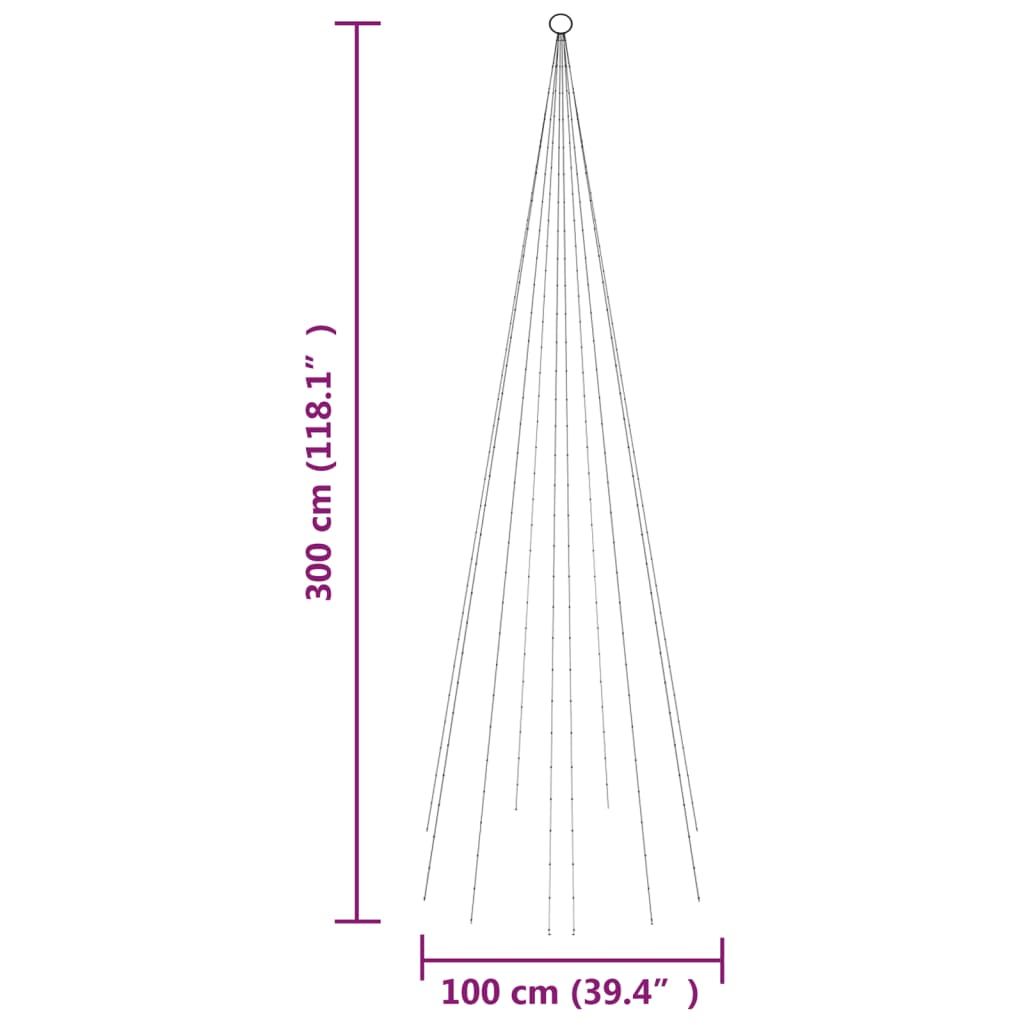 LED-Weihnachtsbaum für Fahnenmast Warmweiß 310 LEDs 300 cm