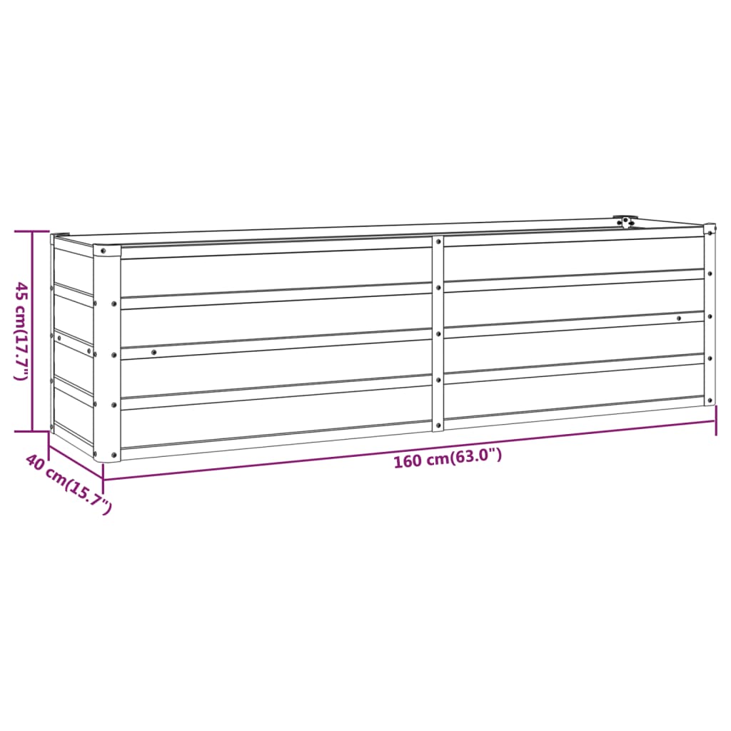 Hochbeet Rostig 160x40x45 cm Cortenstahl