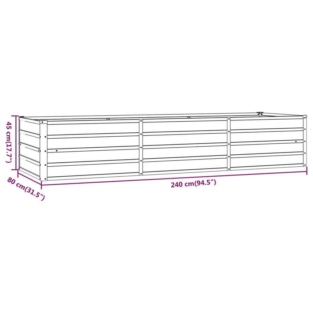 Hochbeet Rostig 240x80x45 cm Cortenstahl