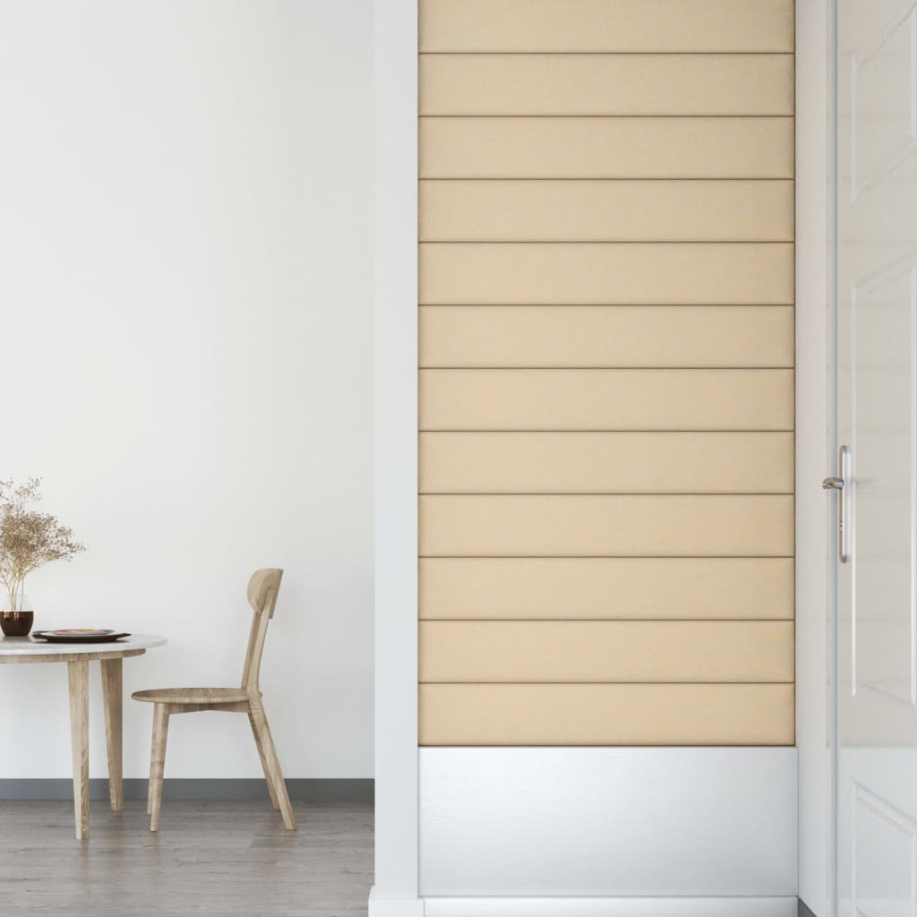 Wandpaneele 12 Stk. Creme 90x15 cm Stoff 1,62 m²