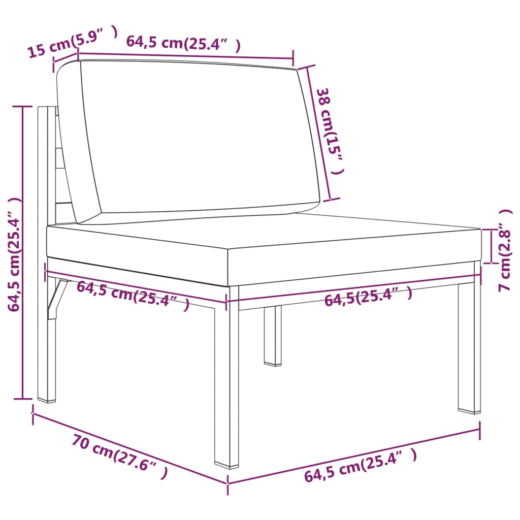 6-tlg. Garten-Lounge-Set mit Kissen Aluminium Anthrazit