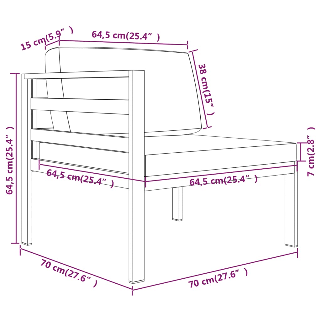 6-tlg. Garten-Lounge-Set mit Kissen Aluminium Anthrazit