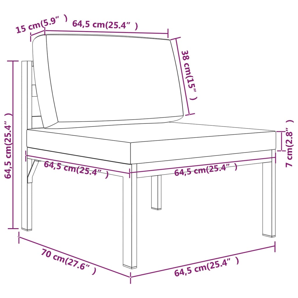 9-tlg. Garten-Lounge-Set mit Kissen Aluminium Anthrazit