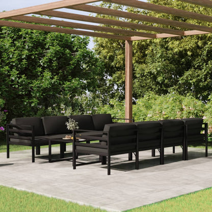 9-tlg. Garten-Lounge-Set mit Kissen Aluminium Anthrazit