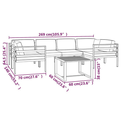 7-tlg. Garten-Lounge-Set mit Kissen Aluminium Anthrazit