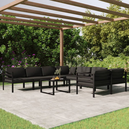 9-tlg. Garten-Lounge-Set mit Kissen Aluminium Anthrazit