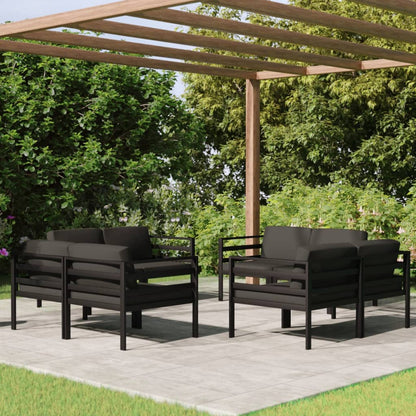 8-tlg. Garten-Lounge-Set mit Kissen Aluminium Anthrazit