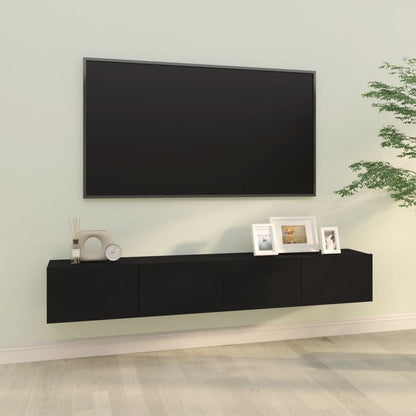 TV-Wandschränke 2 Stk. Schwarz 100x30x30 cm Holzwerkstoff