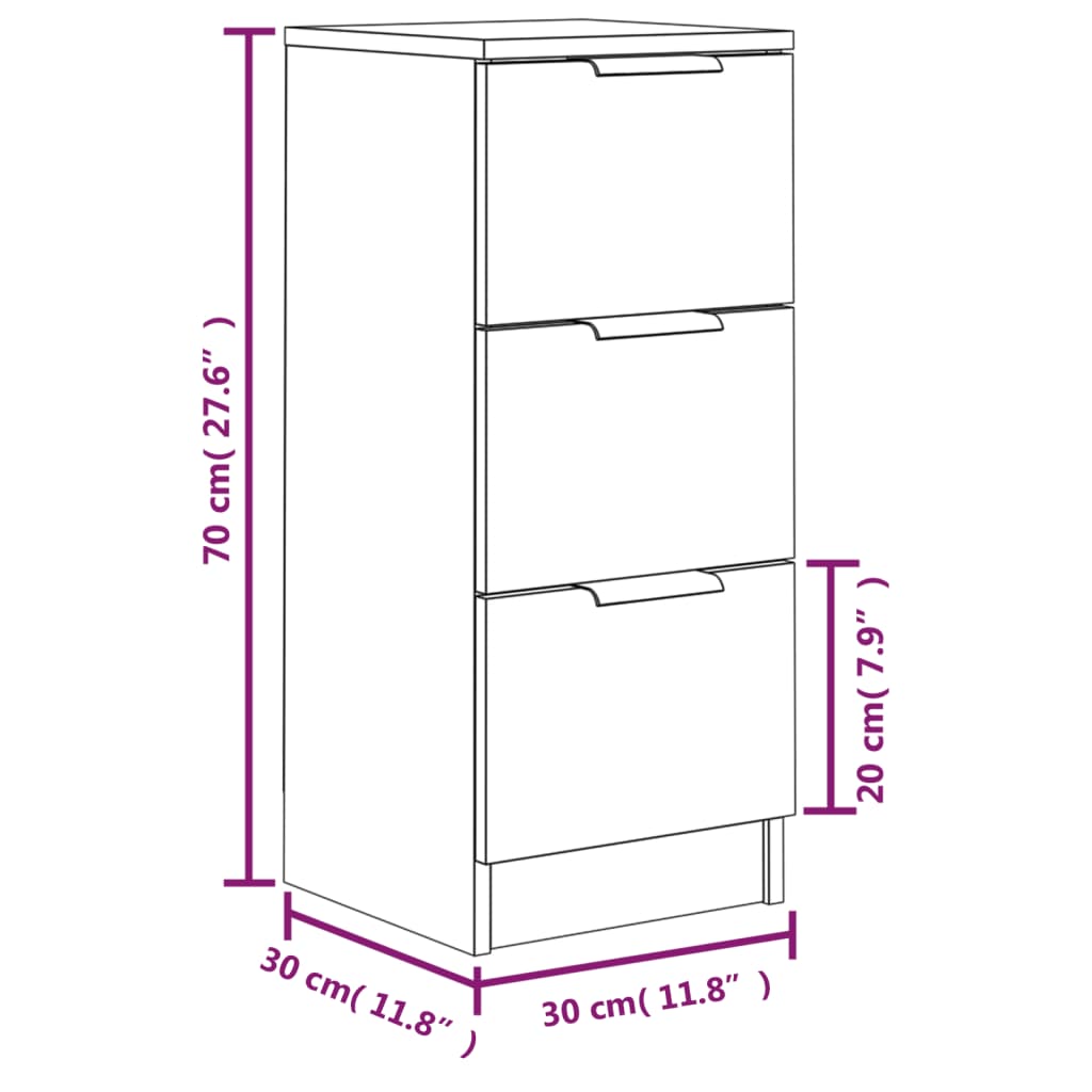 Sideboard Schwarz 30x30x70 cm Holzwerkstoff