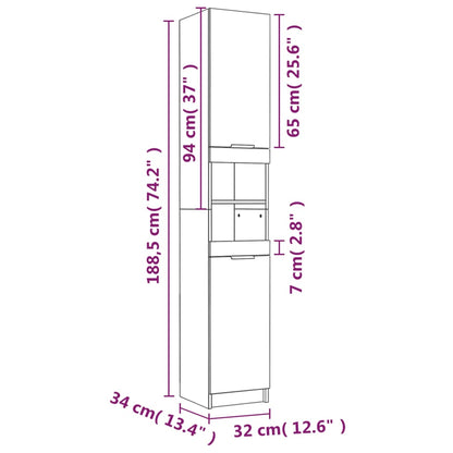 Badschrank Schwarz 32x34x188,5 cm Holzwerkstoff