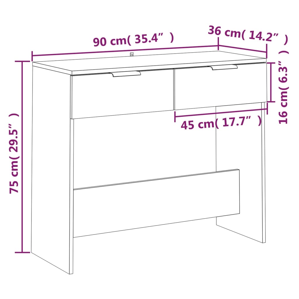 Konsolentisch Weiß 90x36x75 cm Holzwerkstoff