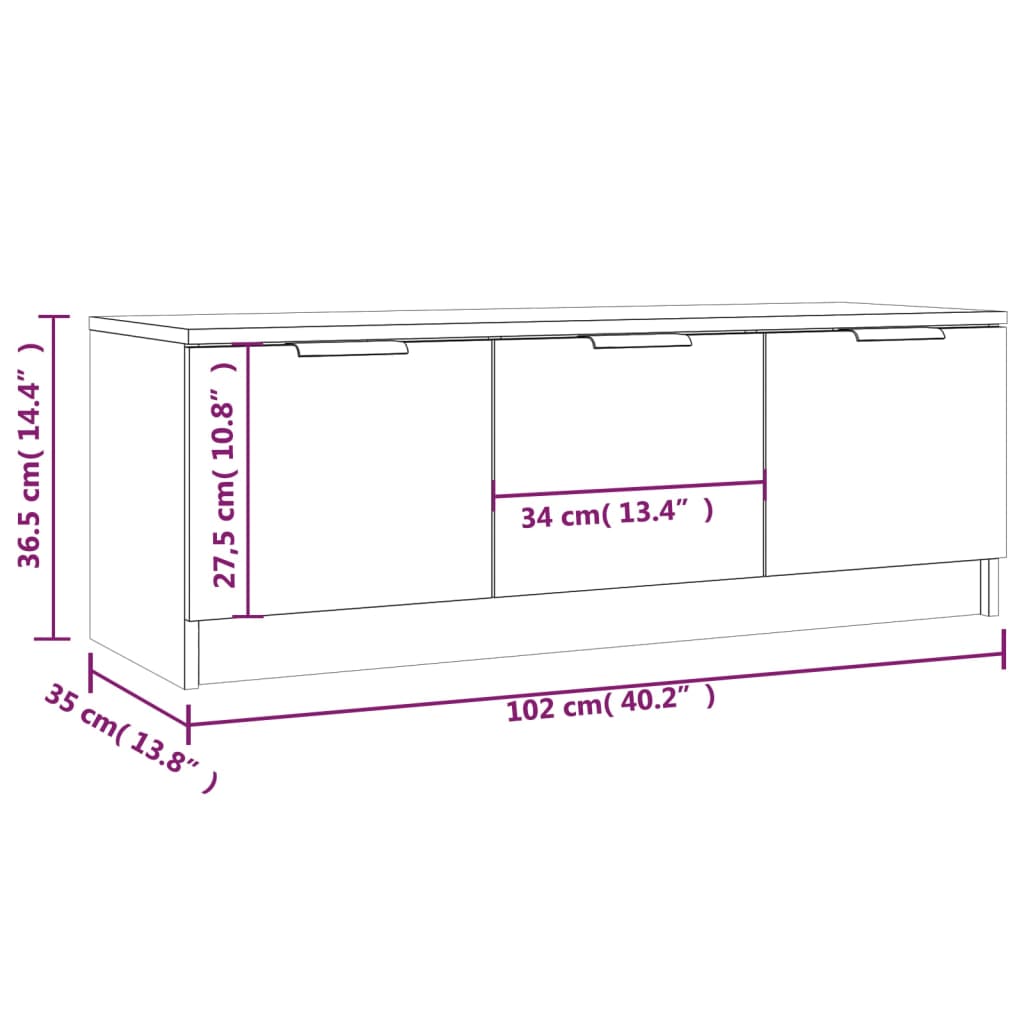 TV-Schrank Weiß 102x35x36,5 cm Holzwerkstoff