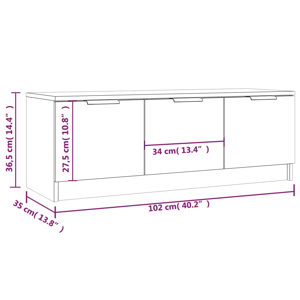 TV-Schrank Schwarz 102x35x36,5 cm Holzwerkstoff