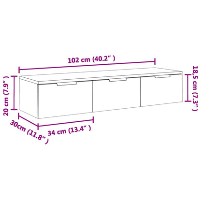 Wandschrank Betongrau 102x30x20 cm Holzwerkstoff