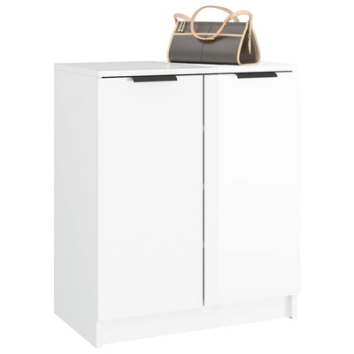 Schuhschrank Hochglanz-Weiß 59x35x70 cm Holzwerkstoff