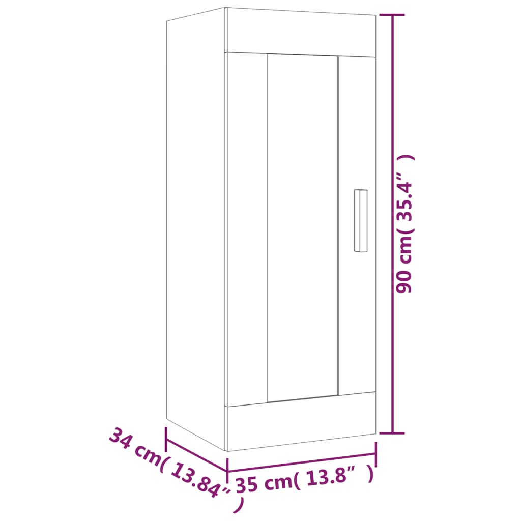 Wandschrank Weiß 35x34x90 cm Holzwerkstoff