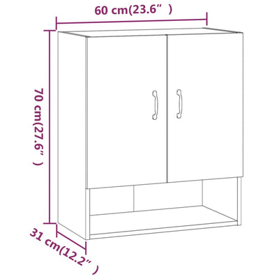 Wandschrank Schwarz 60x31x70 cm Holzwerkstoff