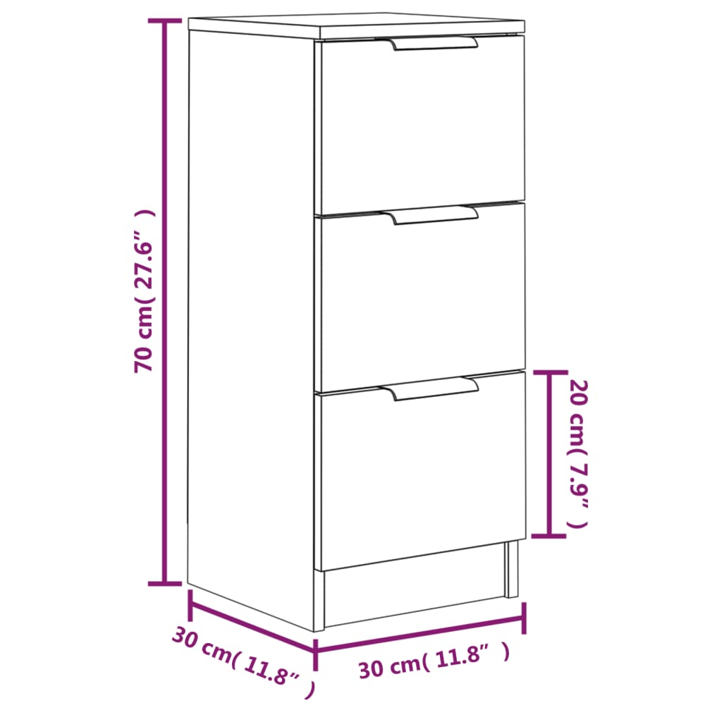 Sideboards 2 Stk. Braun Eichen-Optik 30x30x70 cm Holzwerkstoff