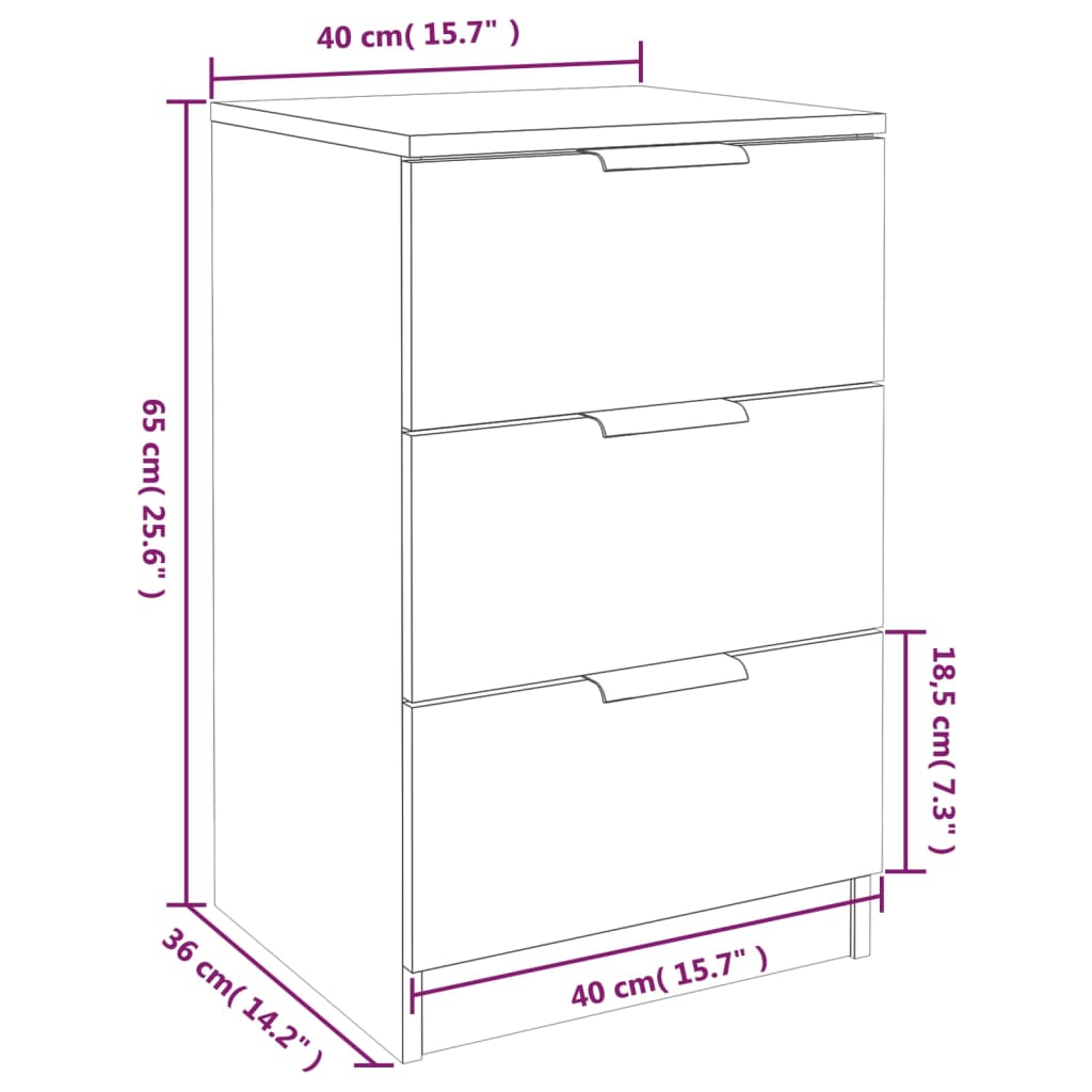 Nachttisch Braun Eichen-Optik 40x36x65 cm