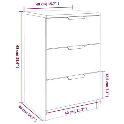 Nachttische 2 Stk. Braun Eiche 40x36x65 cm