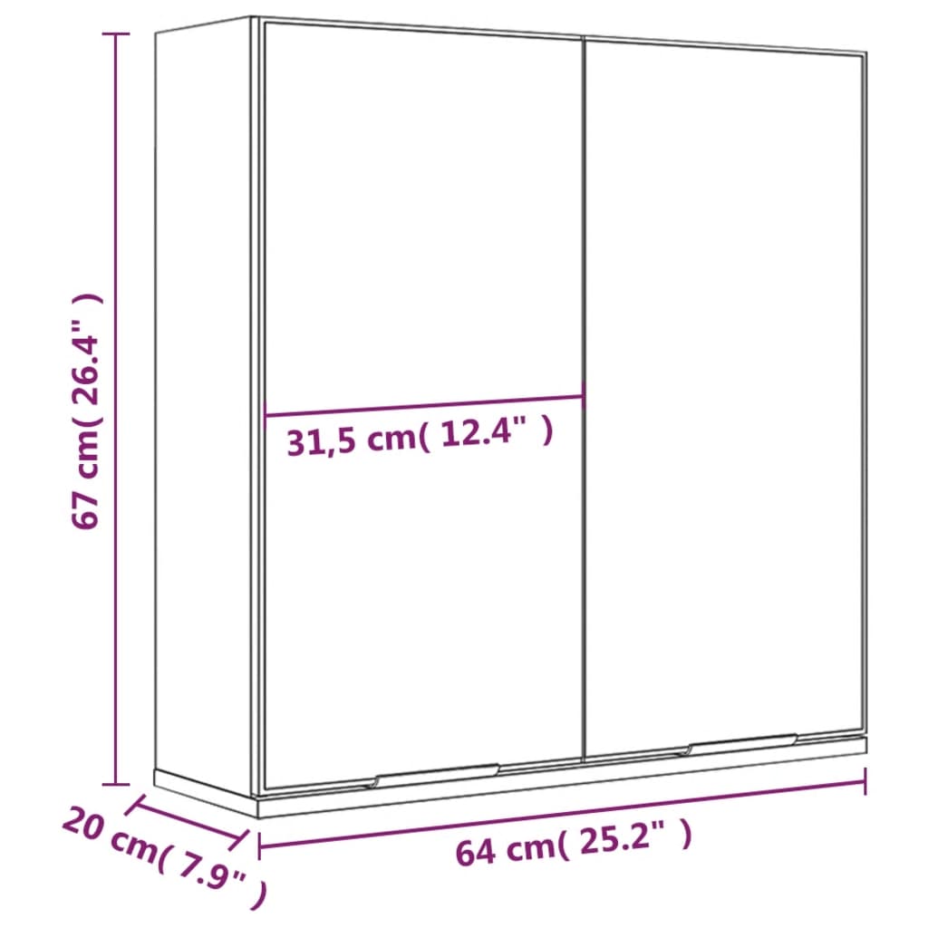 Bad-Spiegelschrank Räuchereiche 64x20x67 cm