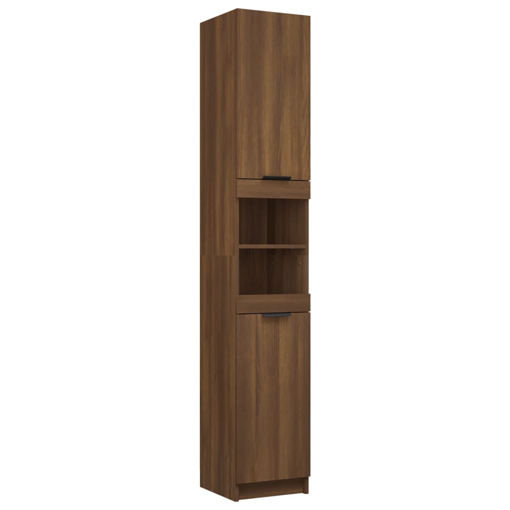 Badschrank Braun Eichen-Optik 32x34x188,5 cm Holzwerkstoff