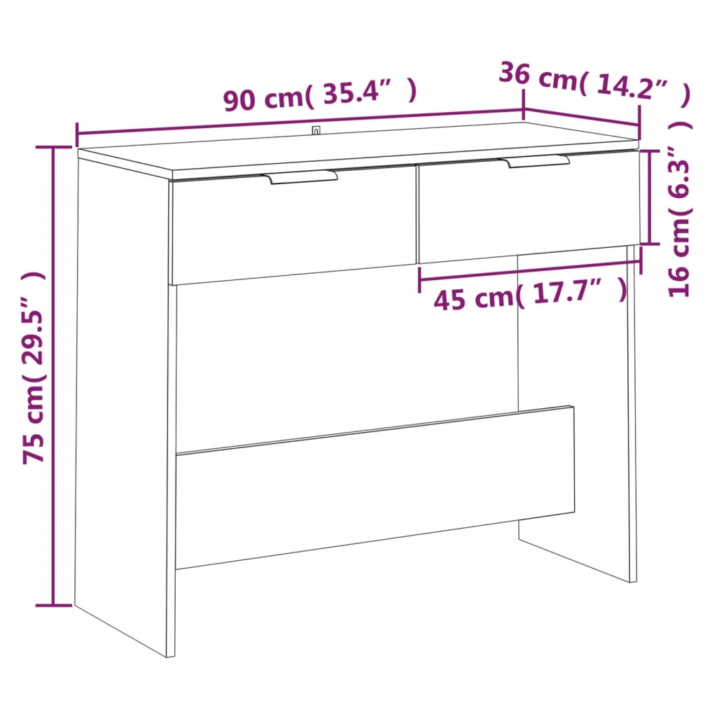 Konsolentisch Grau Sonoma 90x36x75 cm Holzwerkstoff