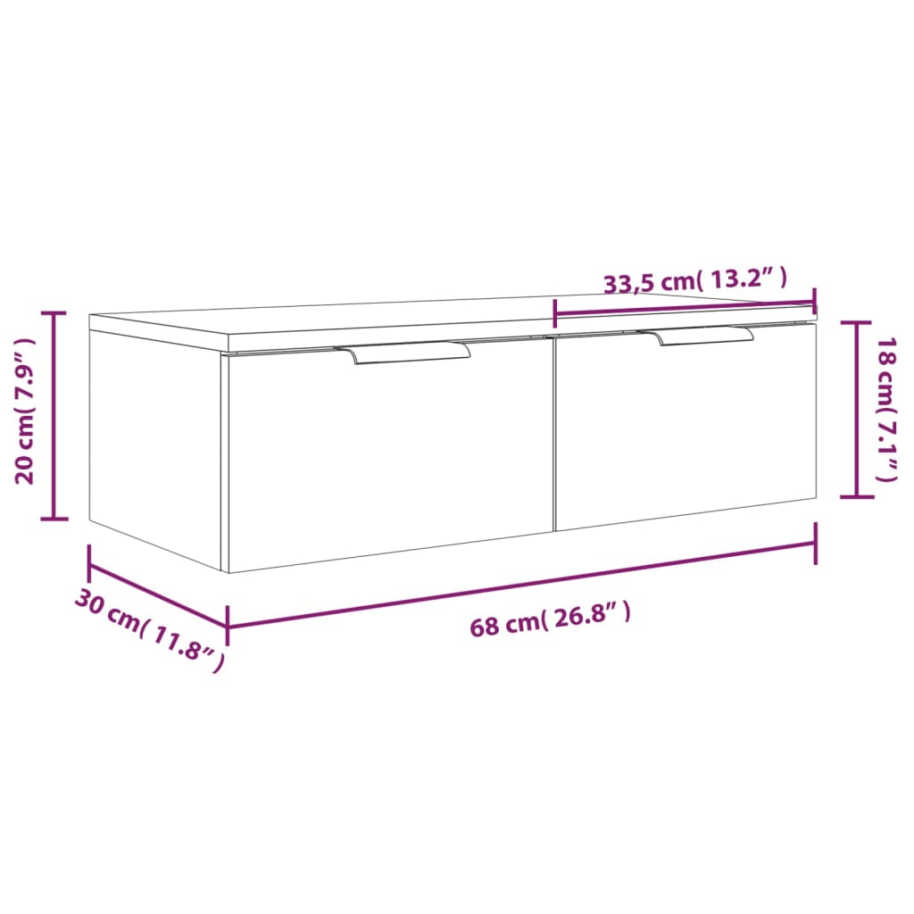 Wandschrank Räuchereiche 68x30x20 cm Holzwerkstoff