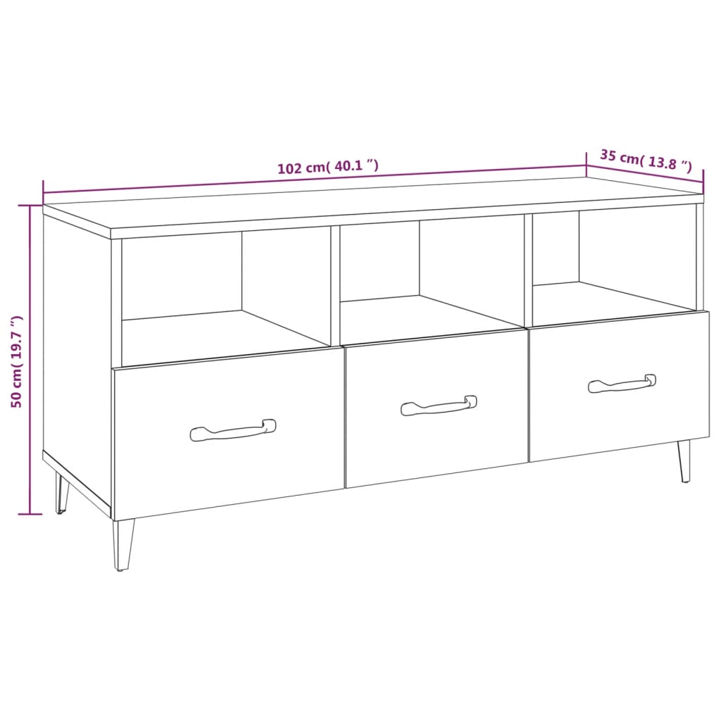 TV-Schrank Räuchereiche 102x35x50 cm Holzwerkstoff