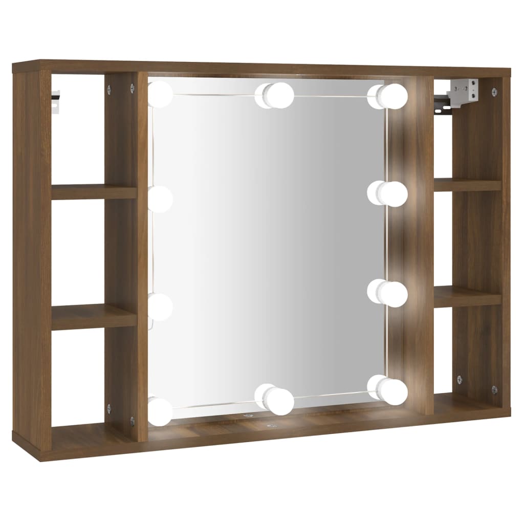 Spiegelschrank mit LED Braun Eichen-Optik 76x15x55 cm