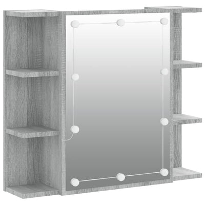 Spiegelschrank mit LED Grau Sonoma 70x16,5x60 cm