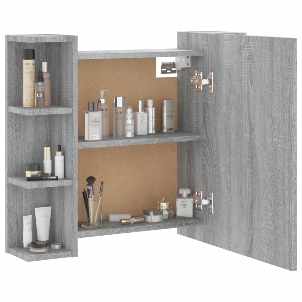 Spiegelschrank mit LED Grau Sonoma 70x16,5x60 cm